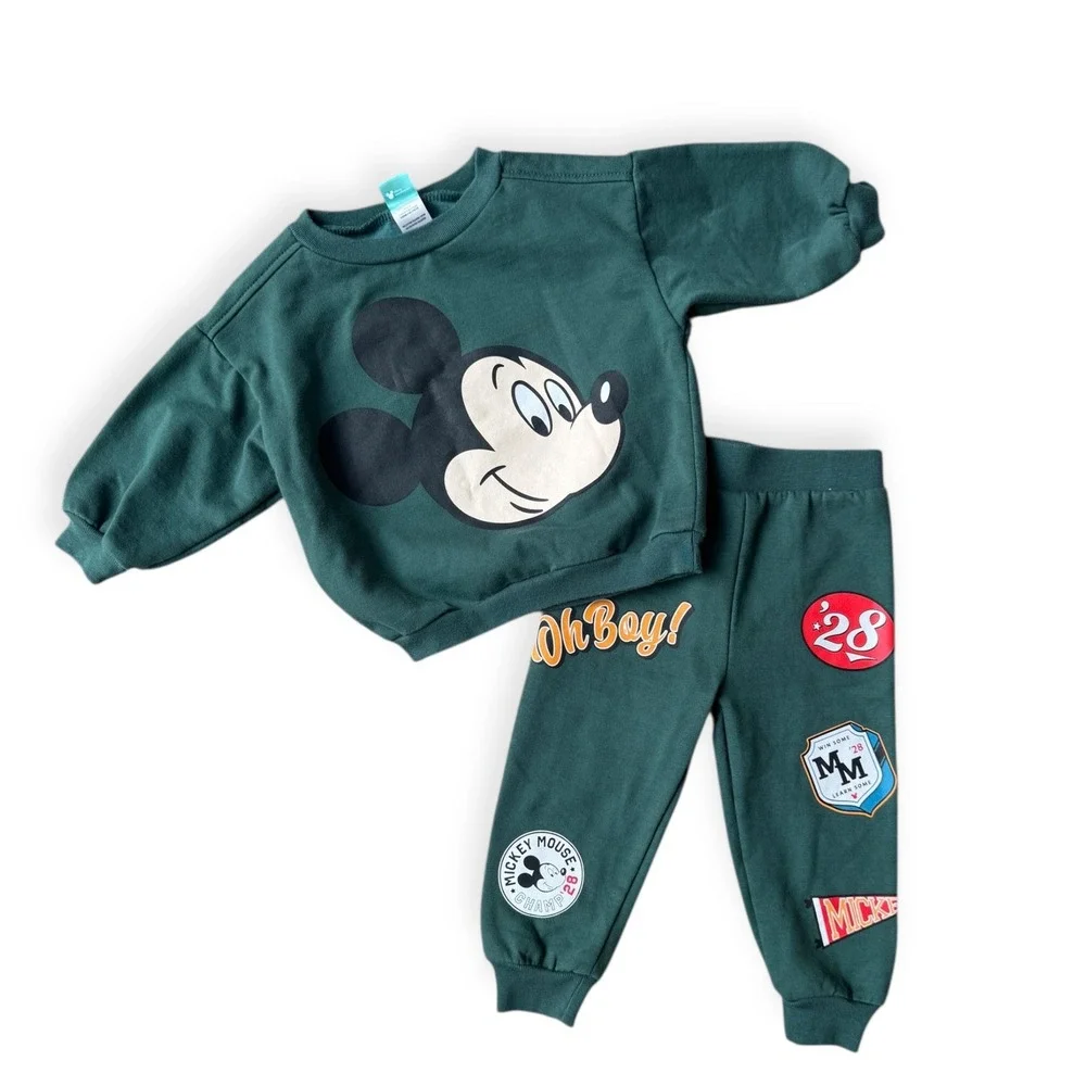 Disney Baby Mickey Mouse Green Sweatshirt‎ Jogger Set 12M